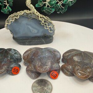 Ocean Sea Jasper Frog Figurine Crystal Carving, Hand-Carved Unique Spirit Animal